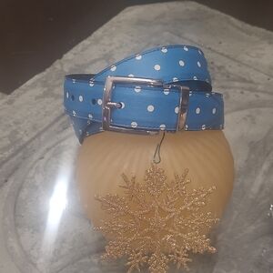 GALLO ITALY Men's Adults Blue Polka Dot Leather Designer Reversible Belt New 42